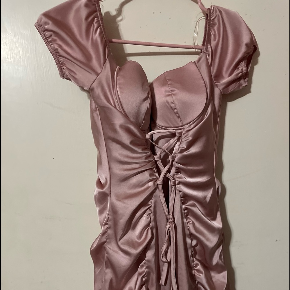 Pink silky dress